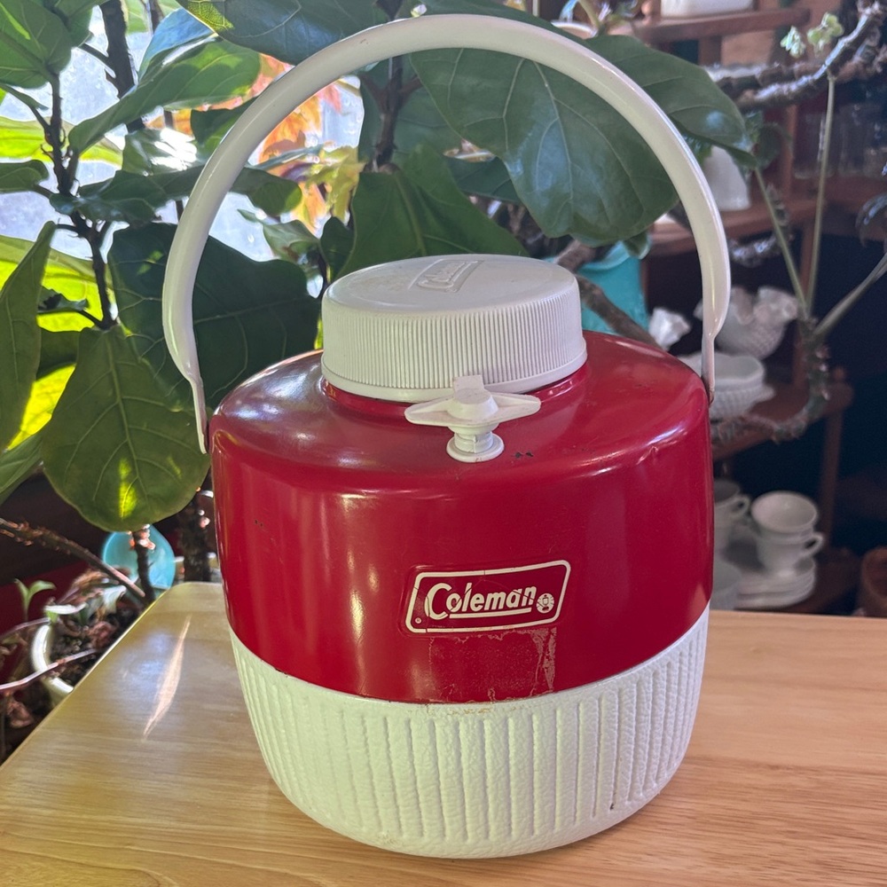 Vintage 1970s Coleman Snow-Lite 1 Gallon Water Jug - Red & White